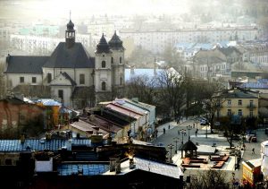 Panorama Chełma, lekka mgła